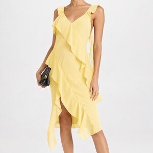 Amanda Uprichard Cantara Ruffle Dress Yellow